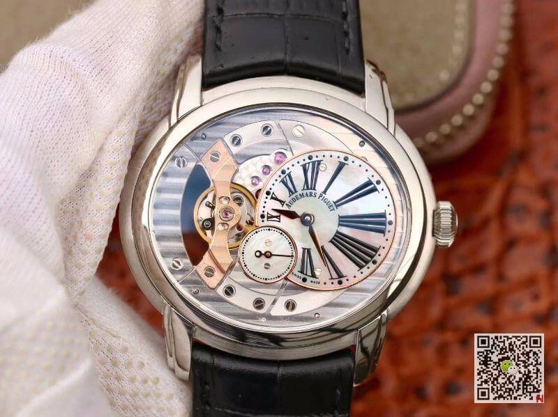 Audemars Piguet Millenary 4101 15350ST.00.D002CR.02 V9 Factory 1:1 Best Edition Replica Watch Swiss ETA4101 Skeleton Dial Black Leather Strap